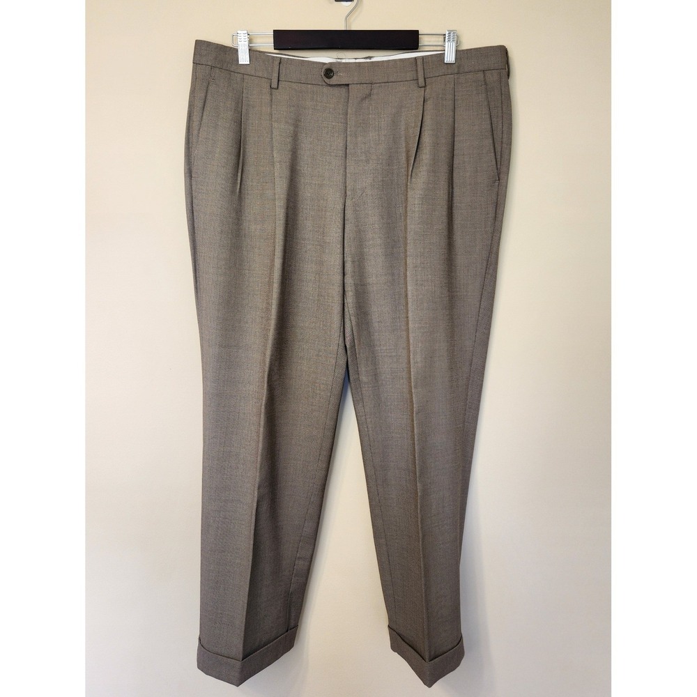 Baroni Super 150s Tan Brown Micro Pattern Suit 44S Jacket 40X26 Pants 100% Wool - Picture 13 of 16